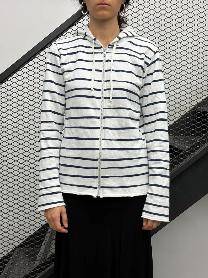 FW2010 Comme des Garçons Marine White Striped Zip-up Hoodie fxcLIOj 1