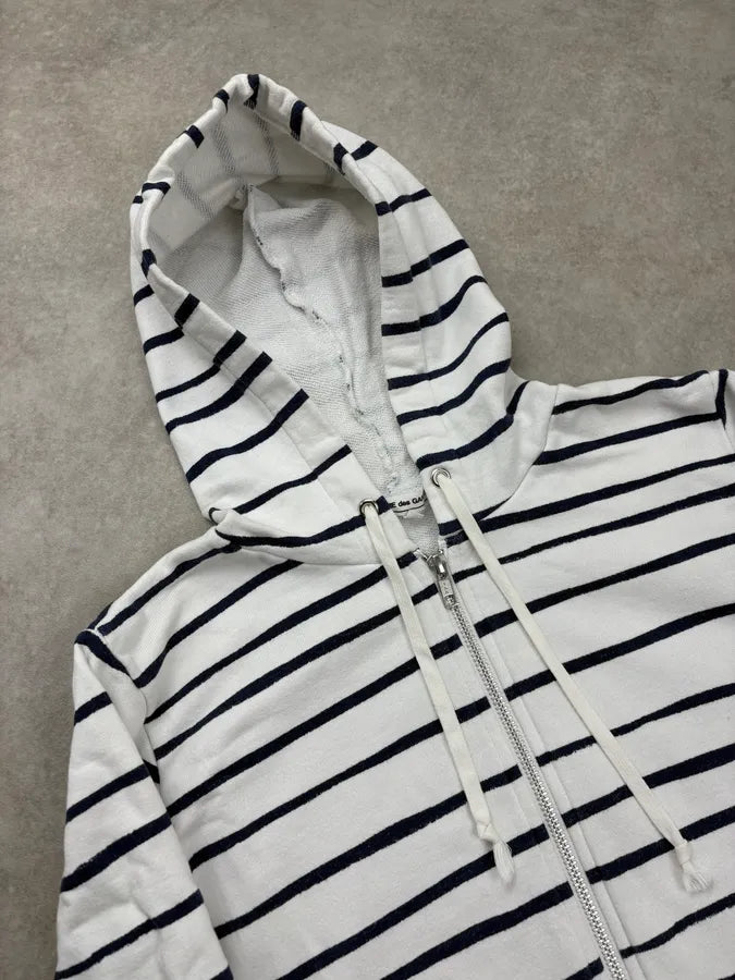 FW2010 Comme des Garçons Marine White Striped Zip-up Hoodie fxcLIOj 4