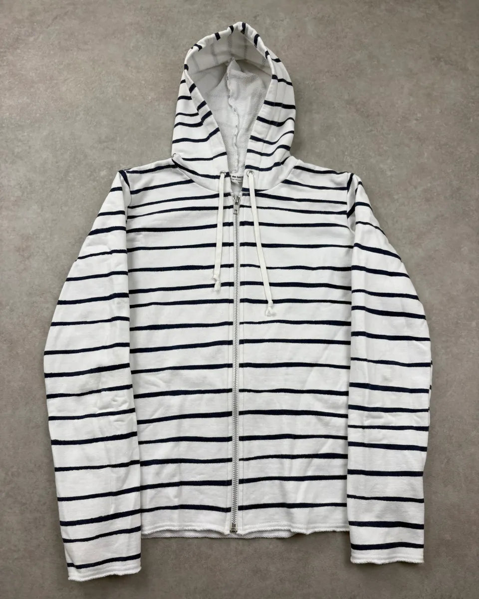 FW2010 Comme des Garçons Marine White Striped Zip-up Hoodie fxcLIOj 0