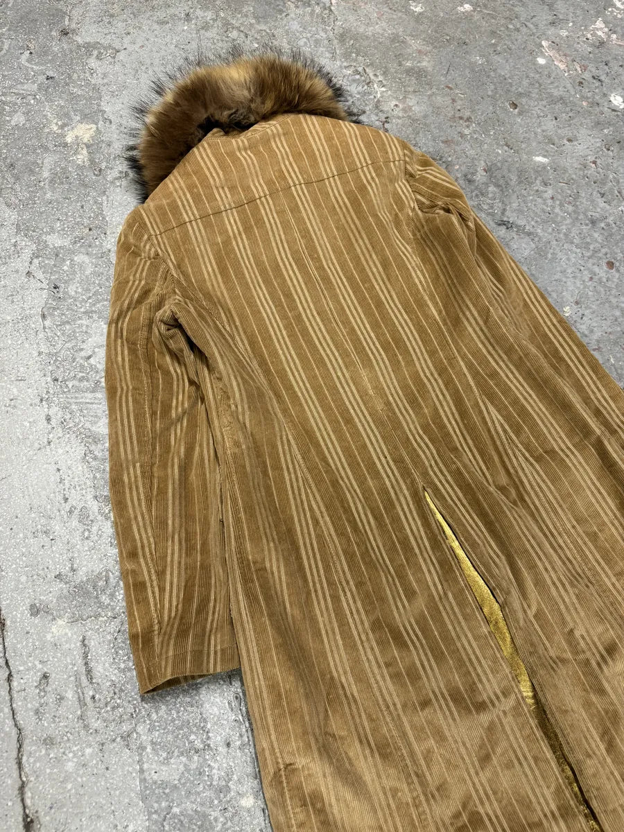 FW2010 Dolce & Gabbana Beige Fur Collar Buttoned Long Jacket (S) 5