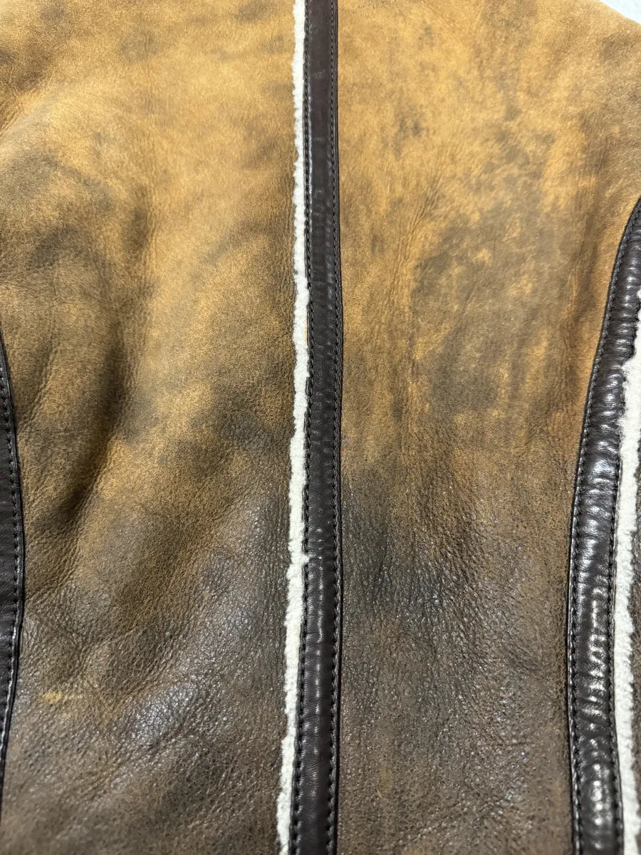 FW2010 Dolce @ Gabbana Brown Faded Shearling Leather Jacket (S) 3