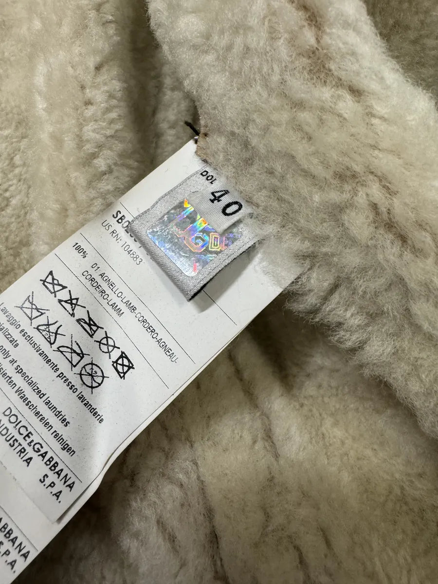 FW2010 Dolce @ Gabbana Brown Faded Shearling Leather Jacket (S) 4