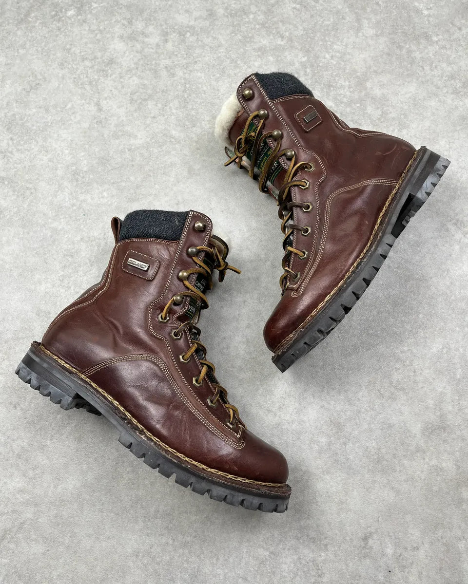 FW2010 Dsquared2 Brown Leather Lace-Up Shearling-Lined Boots VlzdexM 1