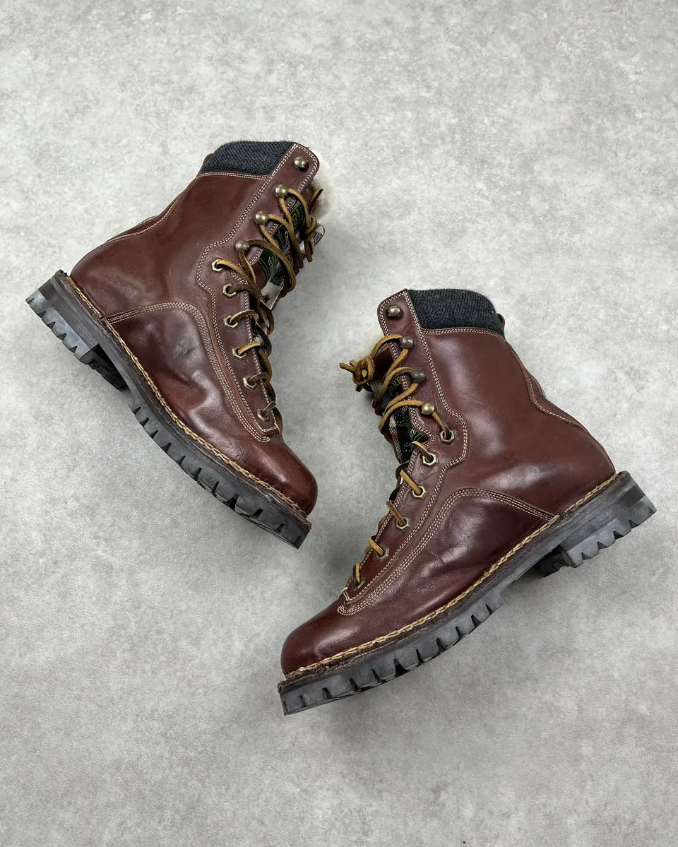 FW2010 Dsquared2 Brown Leather Lace-Up Shearling-Lined Boots VlzdexM 2
