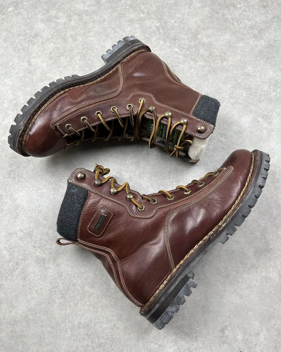 FW2010 Dsquared2 Brown Leather Lace-Up Shearling-Lined Boots VlzdexM 3