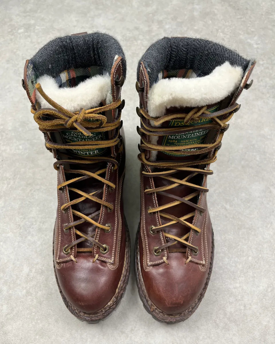 FW2010 Dsquared2 Brown Leather Lace-Up Shearling-Lined Boots VlzdexM 5
