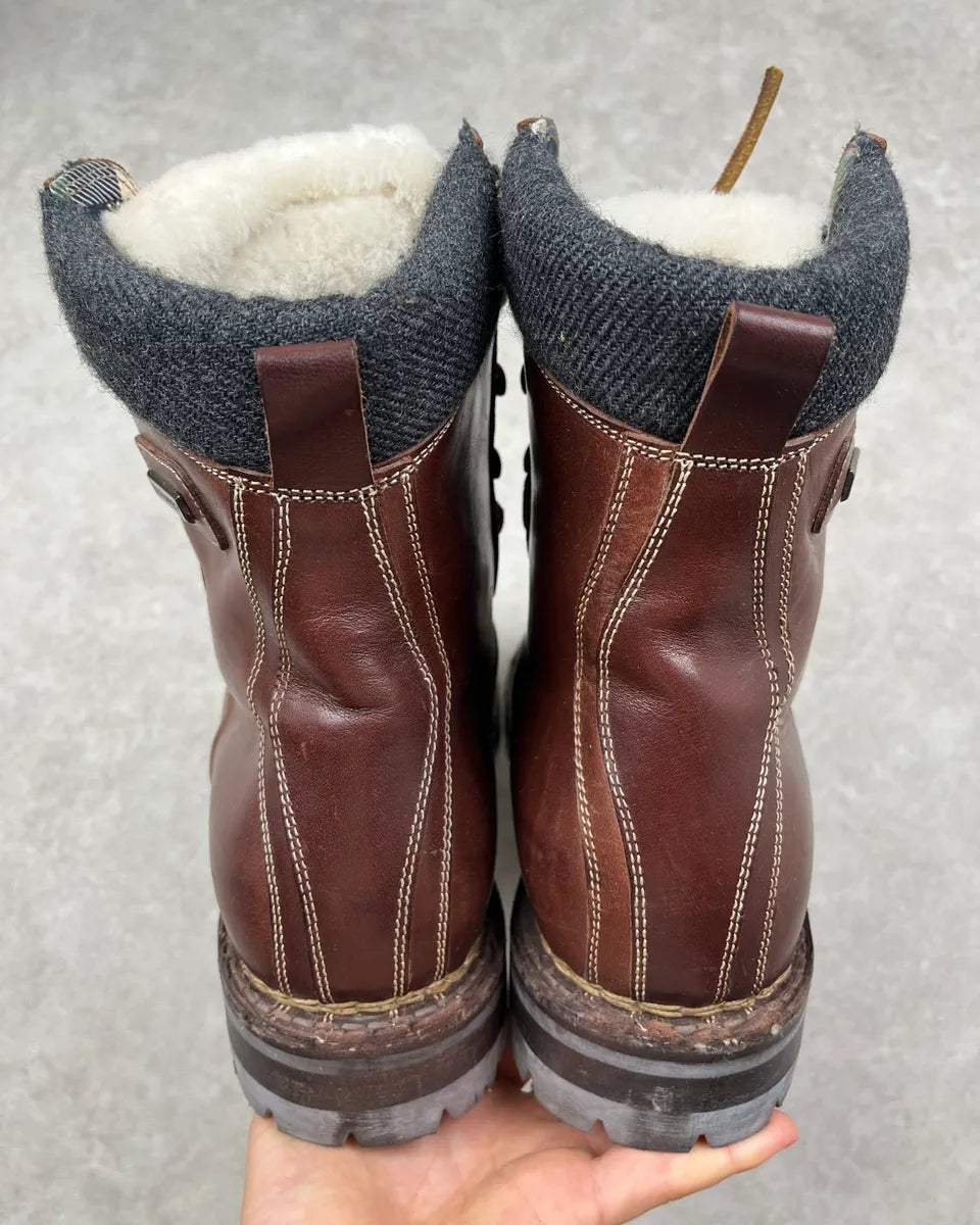 FW2010 Dsquared2 Brown Leather Lace-Up Shearling-Lined Boots VlzdexM 6