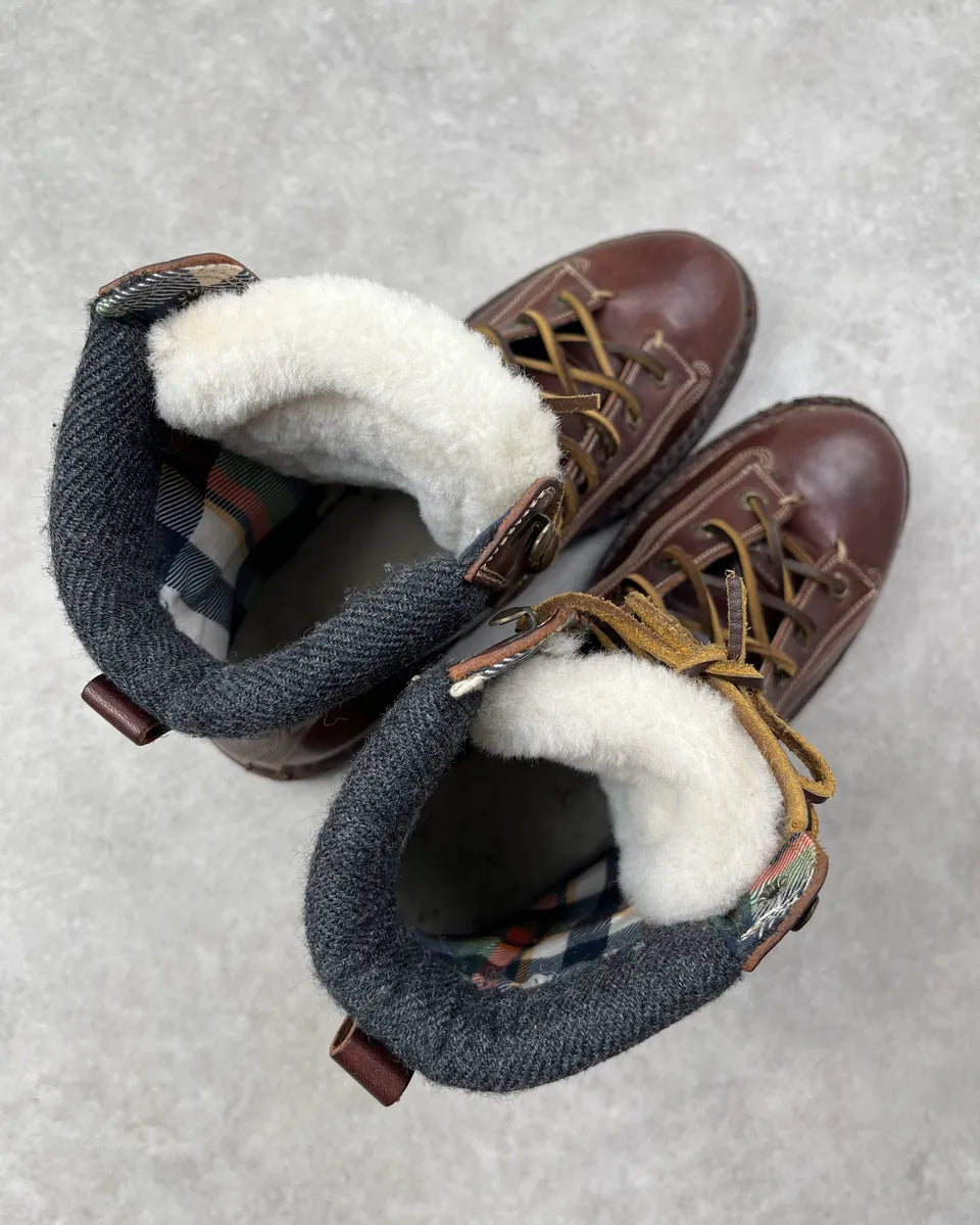 FW2010 Dsquared2 Brown Leather Lace-Up Shearling-Lined Boots VlzdexM 7