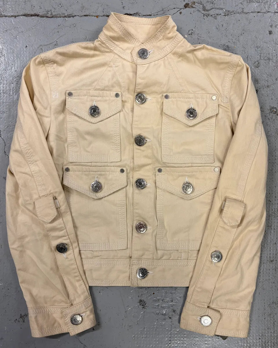 SS2005 Dsquared2 Cream Cotton Multi-Pocket Cargo Jacket EfLQxfg 0