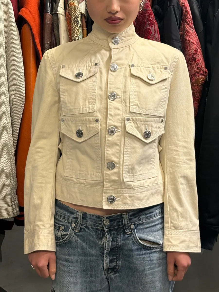 SS2005 Dsquared2 Cream Cotton Multi-Pocket Cargo Jacket EfLQxfg 1
