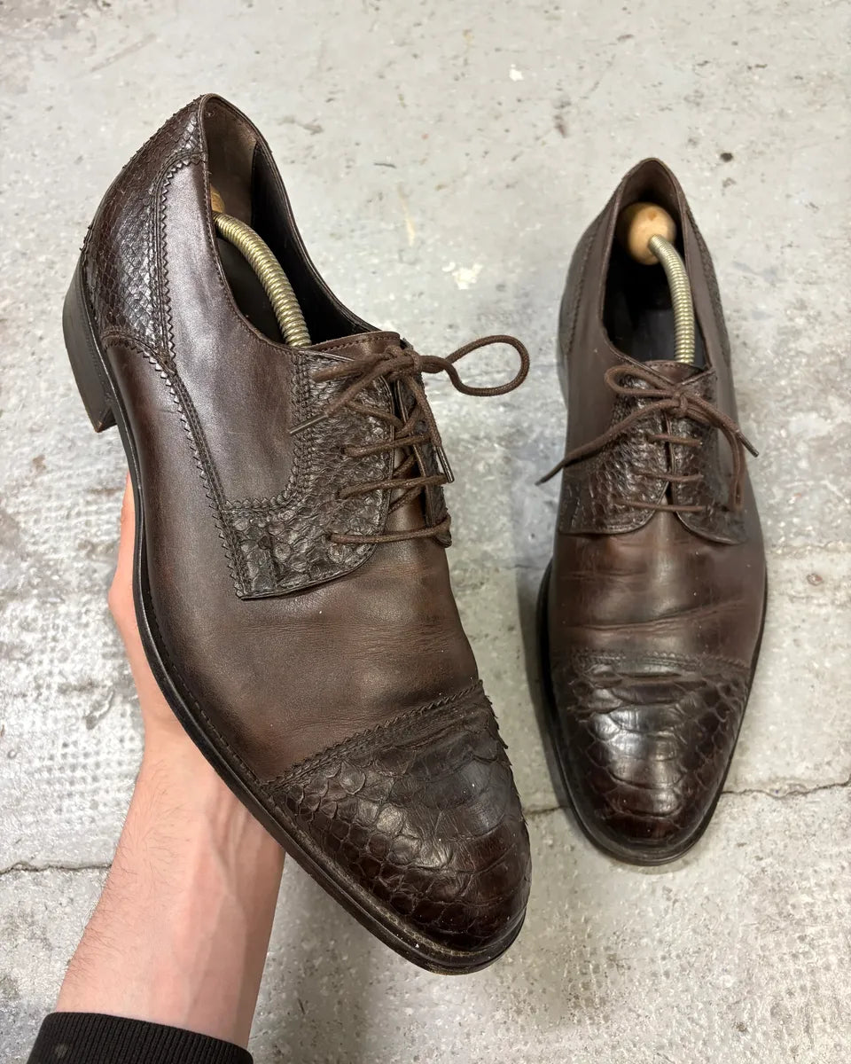 FW2010 Giorgio Armani Python Leather Brown Loafers CndXeQV 0