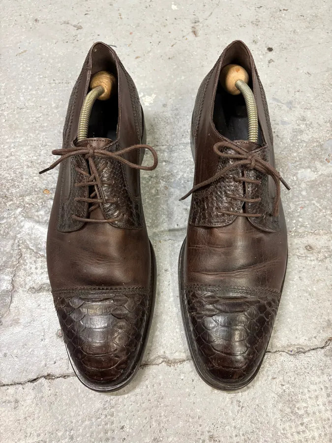 FW2010 Giorgio Armani Python Leather Brown Loafers CndXeQV 1