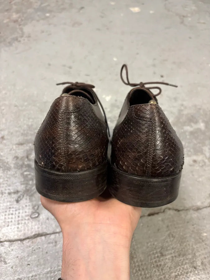 FW2010 Giorgio Armani Python Leather Brown Loafers CndXeQV 6