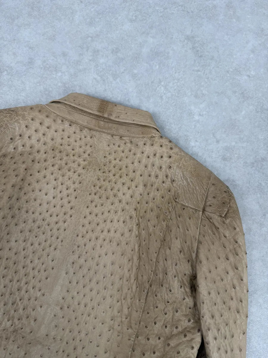 FW2010 Gucci Beige Asymmetrical Ostrich Leather Jacket by Frida Giannini AKLeIfL 8