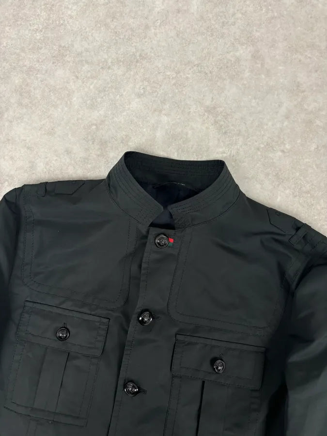 FW2008 Gucci Black Nylon Field Buttoned Officer Jacket by Frida Giannini WdJjRhm 3