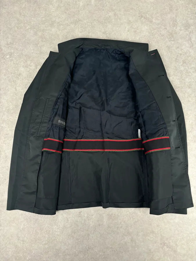 FW2008 Gucci Black Nylon Field Buttoned Officer Jacket by Frida Giannini WdJjRhm 6
