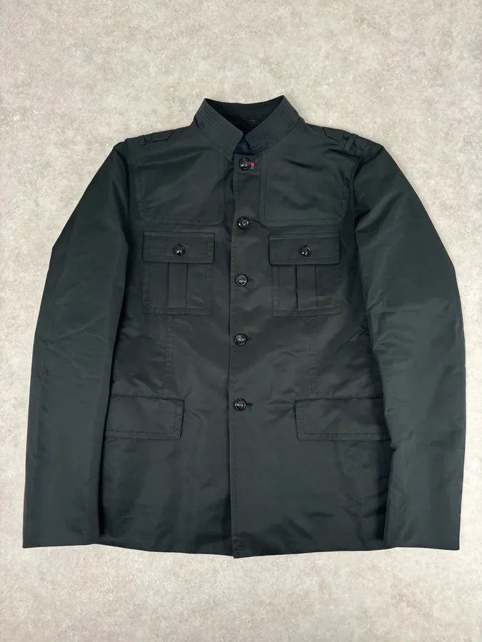 FW2008 Gucci Black Nylon Field Buttoned Officer Jacket by Frida Giannini WdJjRhm 0