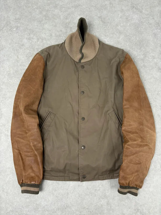 AW2010 Gucci Brown Hybrid Leather Sleeve Bomber Jacket ihYfrop 3