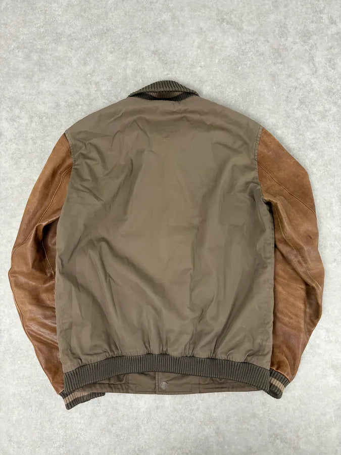 AW2010 Gucci Brown Hybrid Leather Sleeve Bomber Jacket ihYfrop 5
