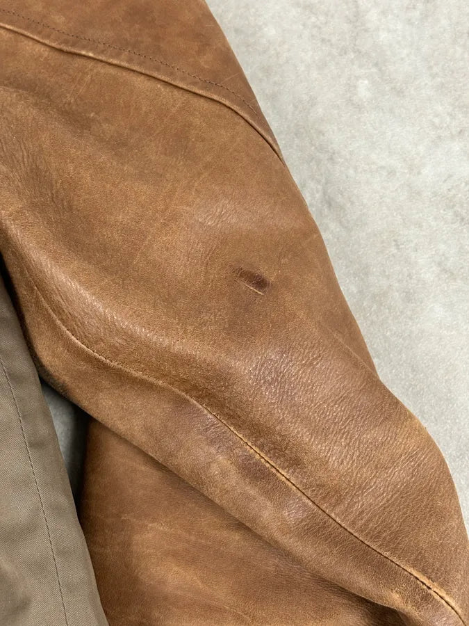 AW2010 Gucci Brown Hybrid Leather Sleeve Bomber Jacket ihYfrop 10