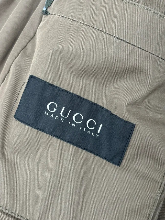 AW2010 Gucci Brown Hybrid Leather Sleeve Bomber Jacket ihYfrop 9