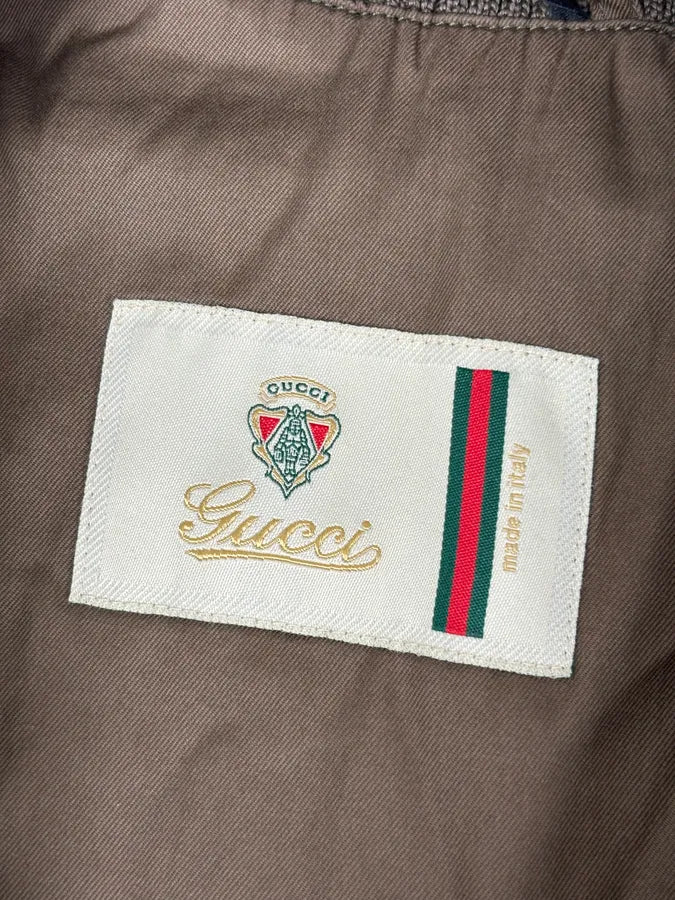 AW2010 Gucci Brown Hybrid Leather Sleeve Bomber Jacket ihYfrop 12