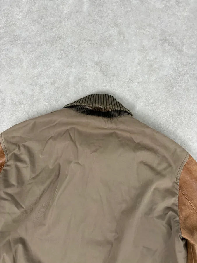 AW2010 Gucci Brown Hybrid Leather Sleeve Bomber Jacket ihYfrop 6