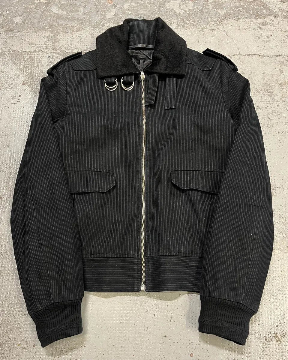 FW2010 Kris Van Assche Black Stripped Bomber Jacket  SHswpPs 0