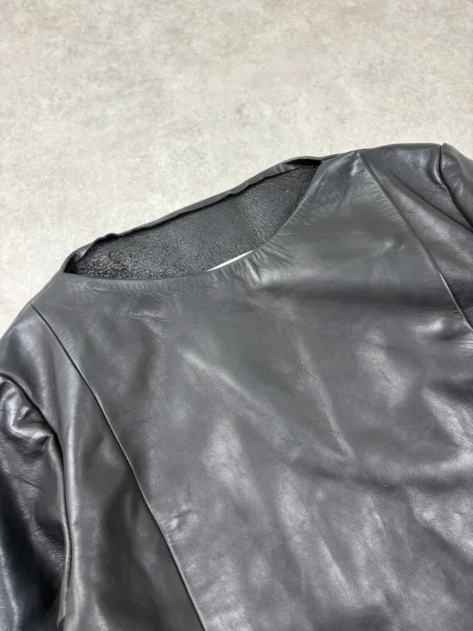 FW2010 Maison Margiela Black Signature Leather Hybrid Jacket LacodCK 4