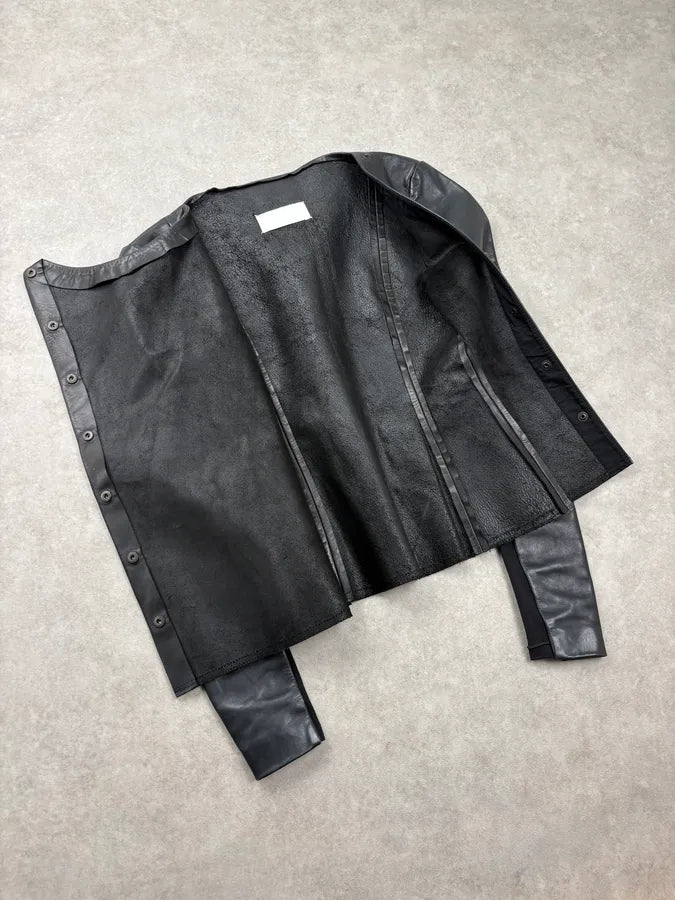 FW2010 Maison Margiela Black Signature Leather Hybrid Jacket LacodCK 6