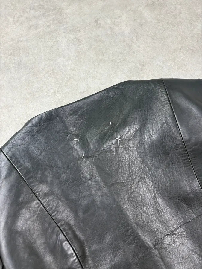 FW2010 Maison Margiela Black Signature Leather Hybrid Jacket LacodCK 8