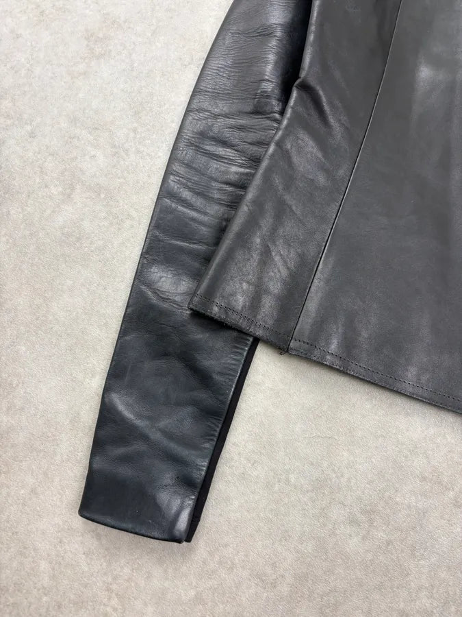 FW2010 Maison Margiela Black Signature Leather Hybrid Jacket LacodCK 7