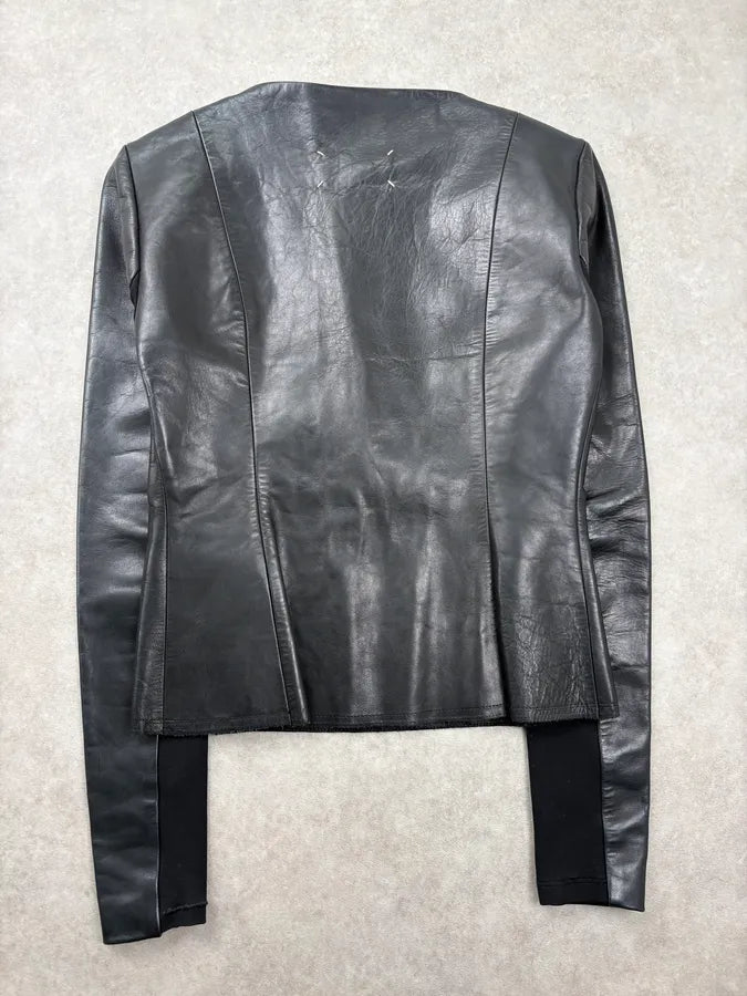 FW2010 Maison Margiela Black Signature Leather Hybrid Jacket LacodCK 5
