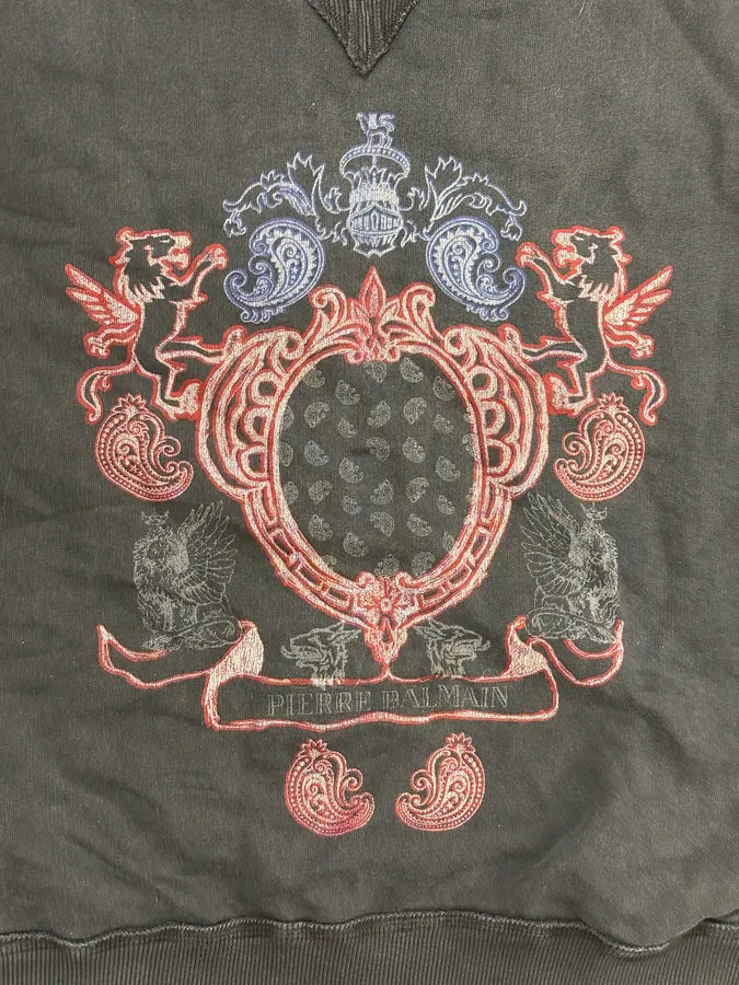 FW2010 Pierre Balmain Grey Heraldic Crest Sleeveless Sweater GQJNNlw 6