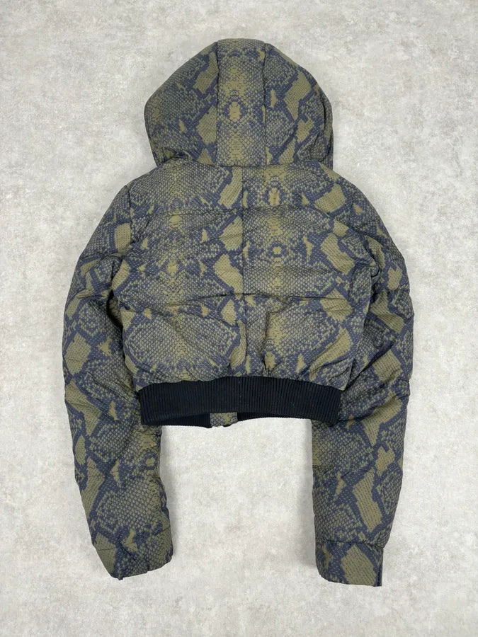 FW2012 Pierre Balmain Khaki Snake Cropped Asymmetrical Puffer Jacket PjFdtlp 4