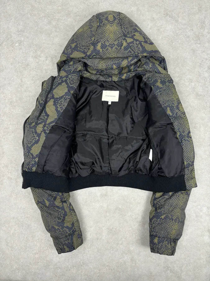 FW2012 Pierre Balmain Khaki Snake Cropped Asymmetrical Puffer Jacket PjFdtlp 6