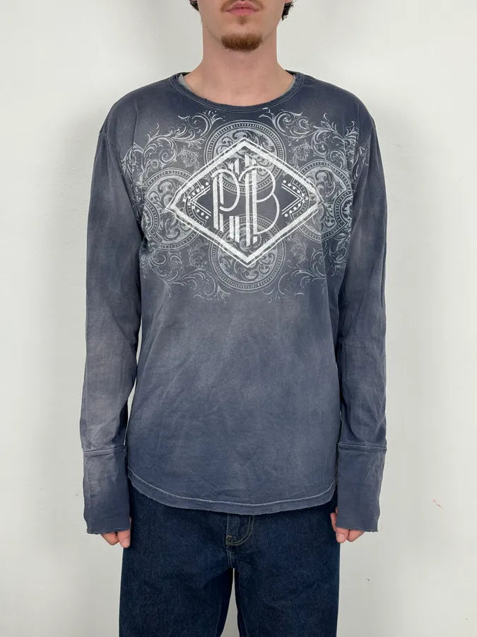 FW2010 Pierre Balmain Navy Gradient Ornamental Longsleeve zLAIzSm 1