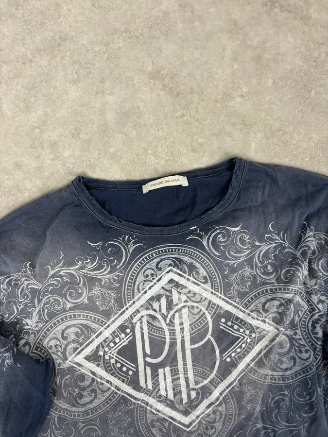 FW2010 Pierre Balmain Navy Gradient Ornamental Longsleeve zLAIzSm 3
