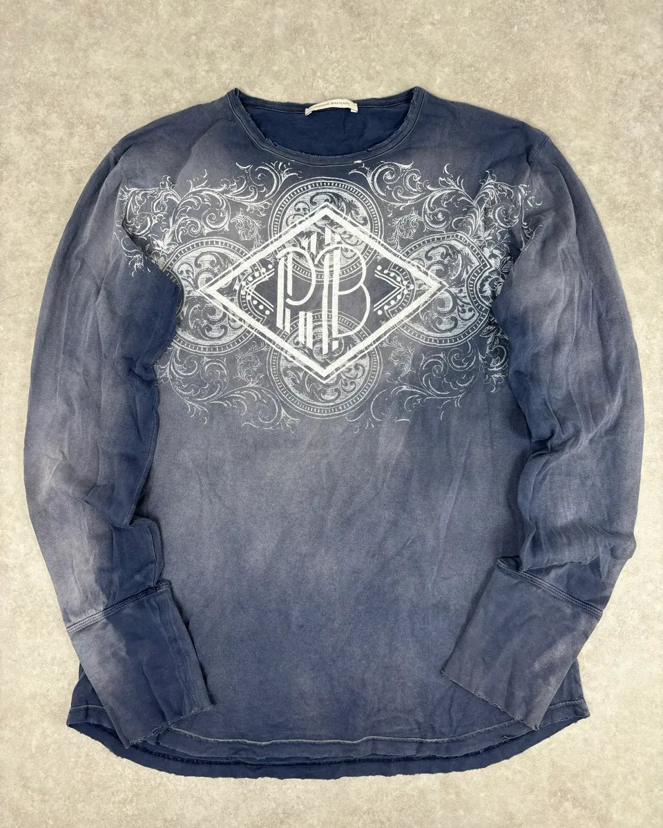 FW2010 Pierre Balmain Navy Gradient Ornamental Longsleeve zLAIzSm 0