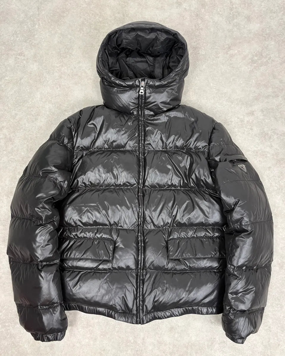 FW2010 Prada Black Nylon Quilted Puffer Jacket dyDnIpC 0