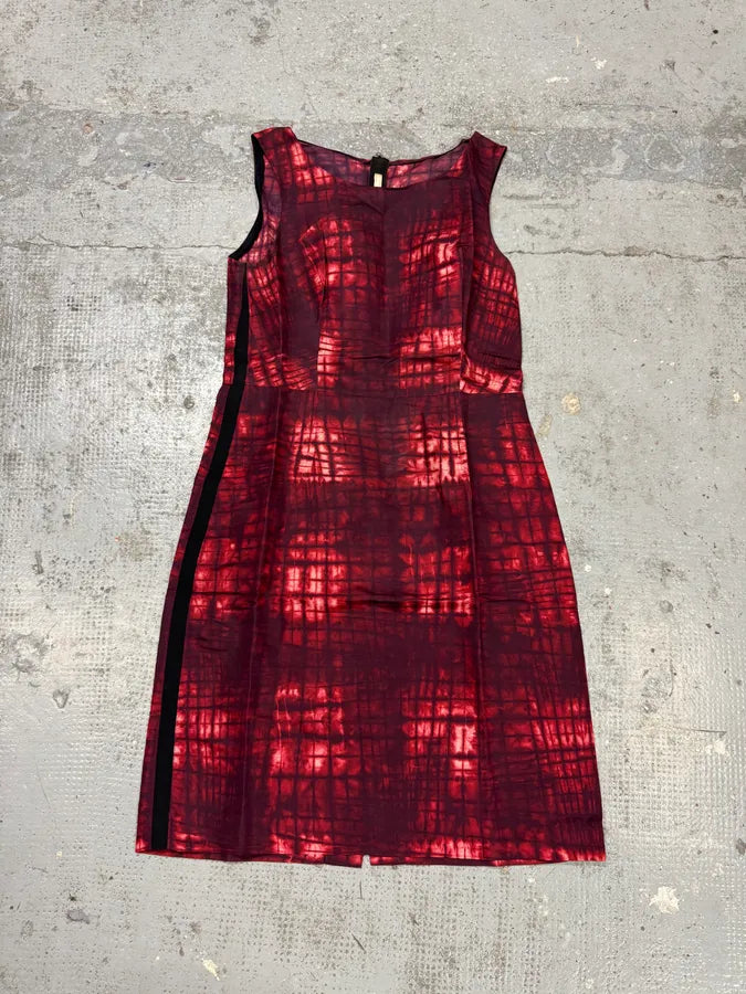 FW2010 Prada Red Silk Tartan Dress qNMxSdm 0