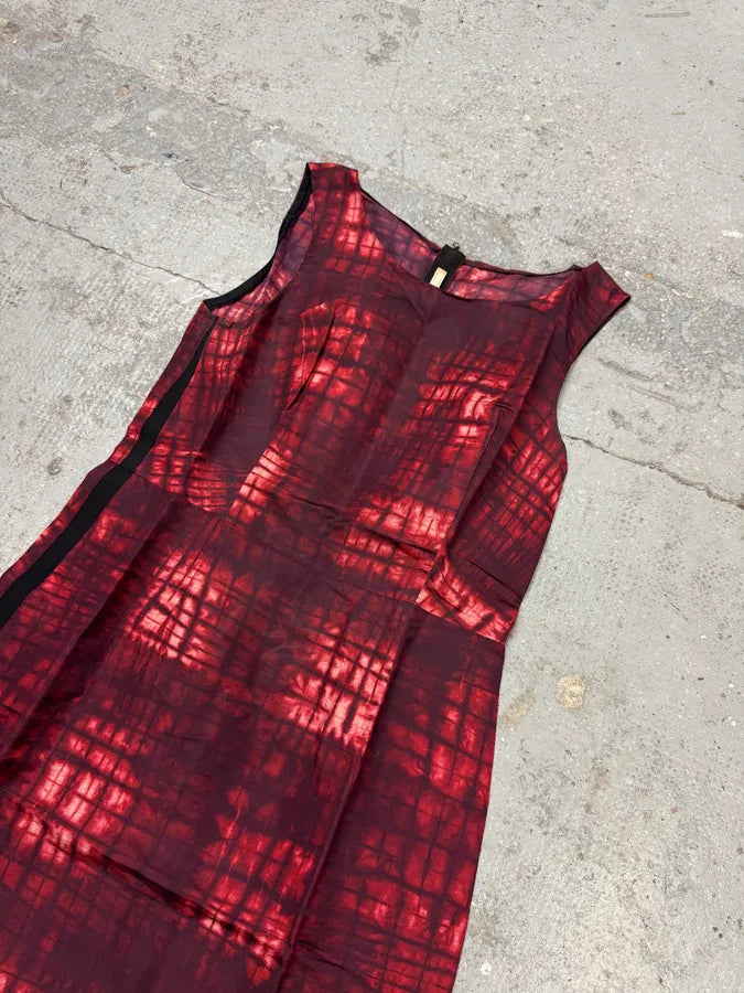 FW2010 Prada Red Silk Tartan Dress qNMxSdm 2
