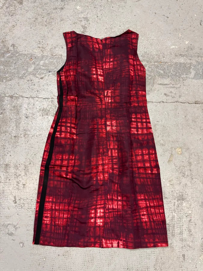 FW2010 Prada Red Silk Tartan Dress qNMxSdm 3