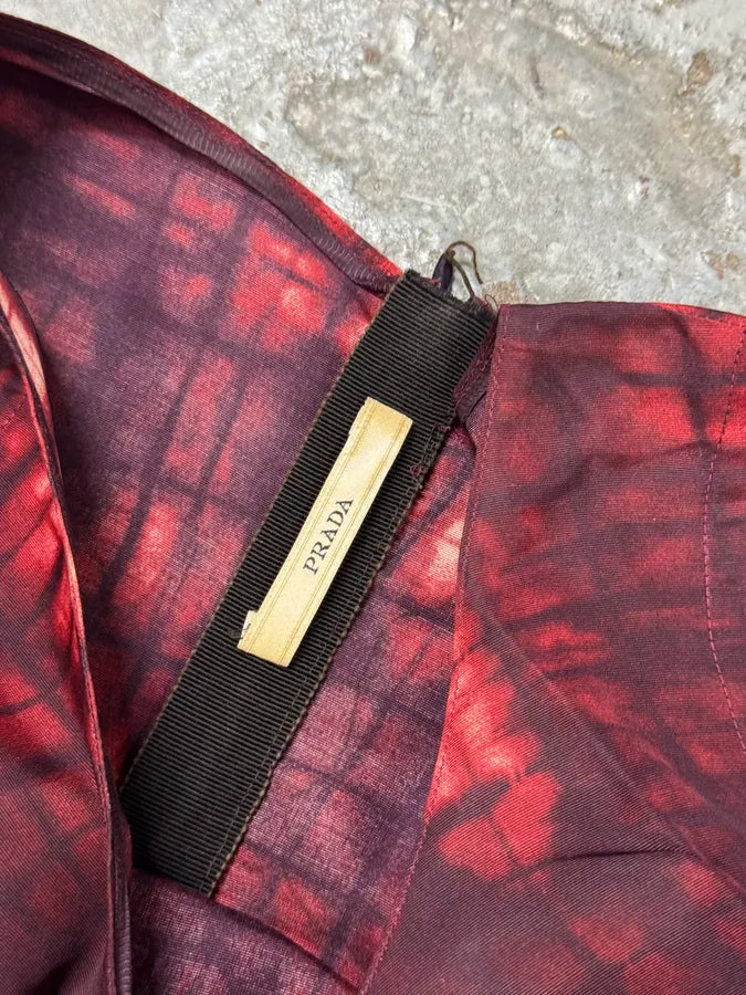 FW2010 Prada Red Silk Tartan Dress qNMxSdm 6