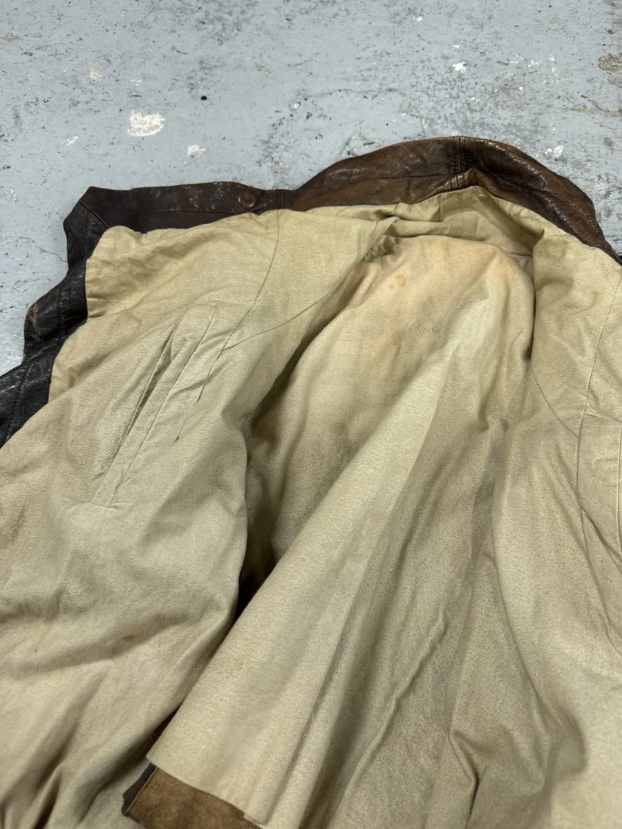 FW2010 Rick Owens Tumbled Stoned Brown Hybrid Leather Jacket (S) LAogNjc 4