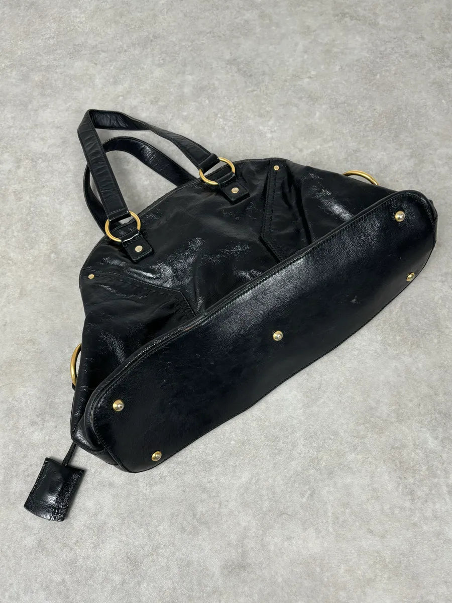 FW2010 Yves Saint Laurent Black Leather Muse Tote Bag Large ZFggzBI 5