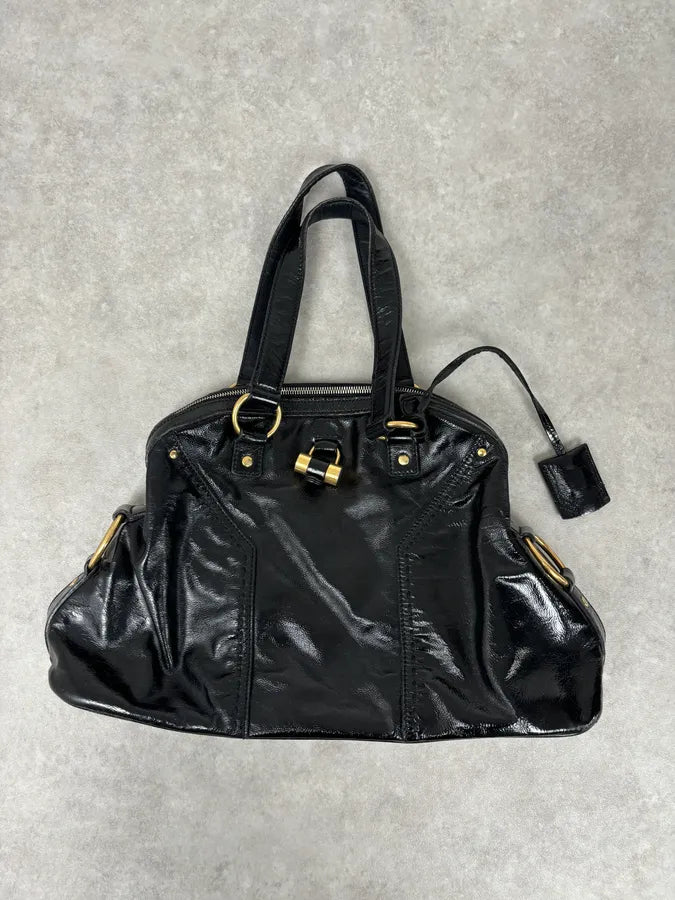 FW2010 Yves Saint Laurent Black Leather Muse Tote Bag Large ZFggzBI 0