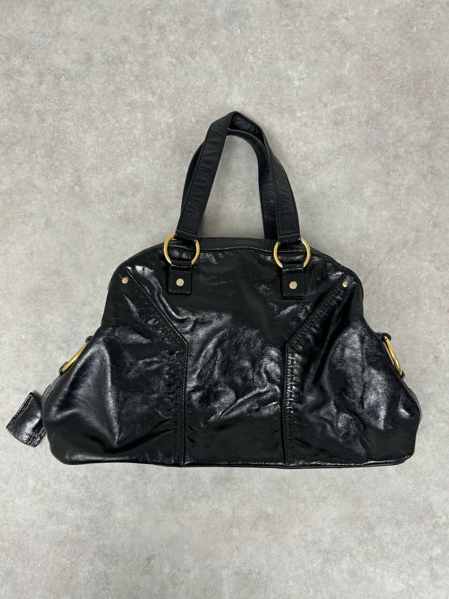 FW2010 Yves Saint Laurent Black Leather Muse Tote Bag Large ZFggzBI 4