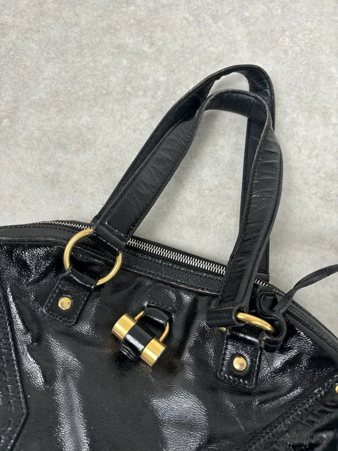 FW2010 Yves Saint Laurent Black Leather Muse Tote Bag Large ZFggzBI 3