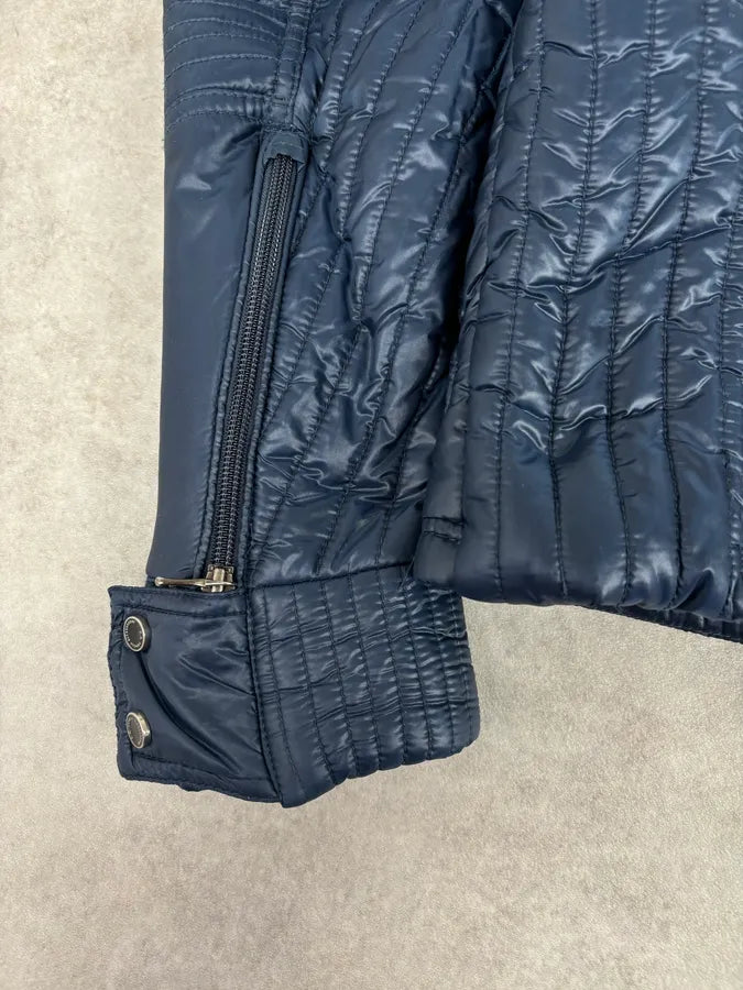 2010s Daniele Alessandrini Navy Puffer Bomber Nylon Quilted Jacket HkyVXyp 11